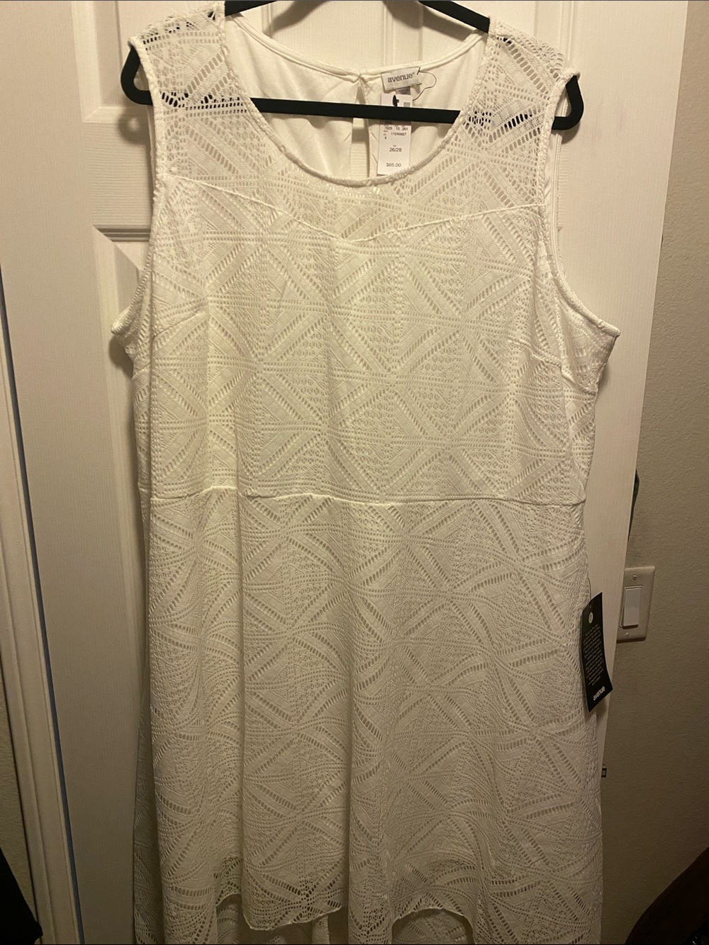 Avenue White Sleeveless Lace Mini Dress